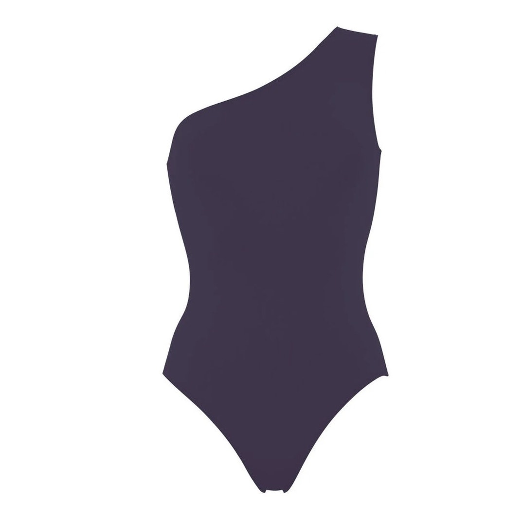 Eres Effigie One Shoulder One Piece Swimsuit Bain De Minuit Navy Blue Size 38 Fr